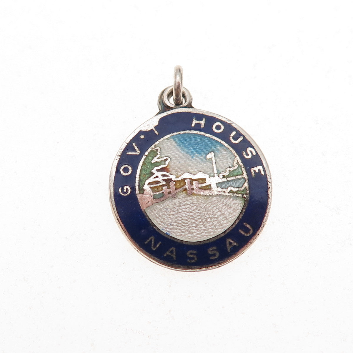 Breadner Co. 925 Sterling Vintage Enamel Government House Nassau Charm Pendant