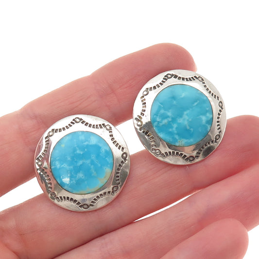 Old Pawn 925 Sterling Silver Vintage Southwestern Turquoise Tribal Cufflinks