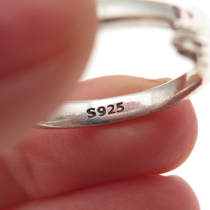 925 Sterling Silver Vintage Hug Oxidized Adjustable Ring Size 8.5