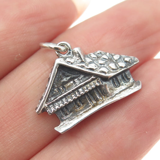 800 Silver Vintage Italy Cabin Charm Pendant