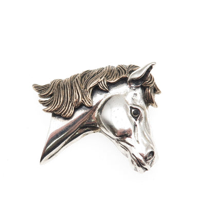 925 Sterling Silver 2-Tone Vintage Horse Oxidized Slide Pendant