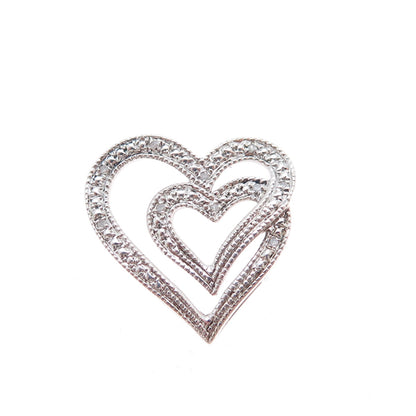 925 Sterling Silver Real Round-Cut Diamond Heart Minimalist Slide Pendant