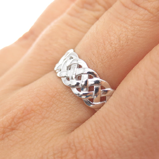 925 Sterling Silver Vintage Celtic Braided Band Ring Size 9.25