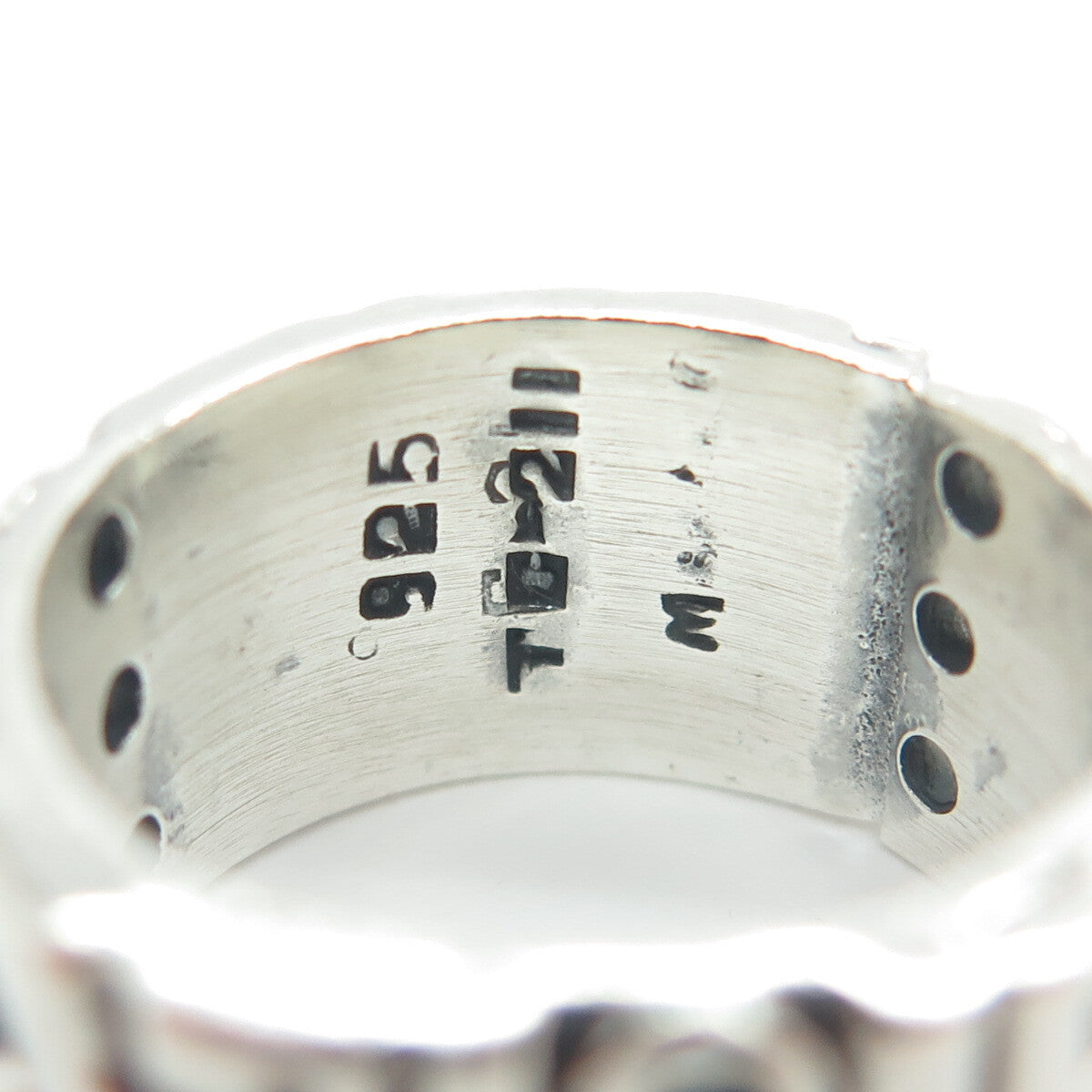 925 Sterling Silver Vintage Mexico Beaded Ethnic Band Ring Size 7.5