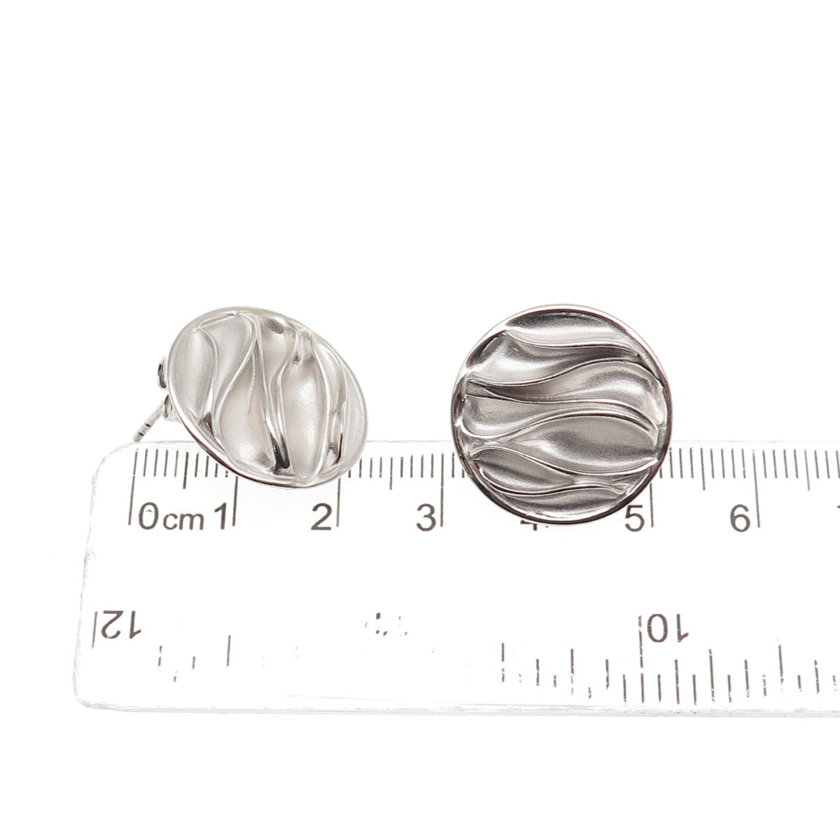 925 Sterling Silver Modernist Wavy Disc Earrings