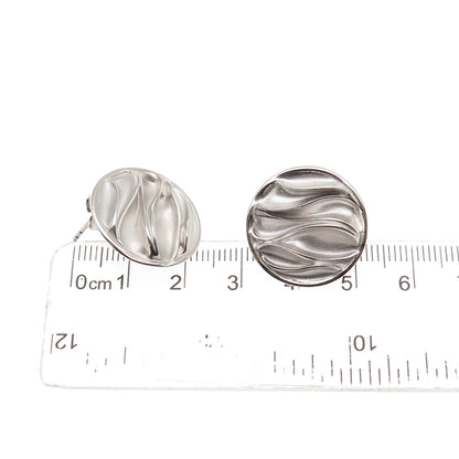 925 Sterling Silver Modernist Wavy Disc Earrings