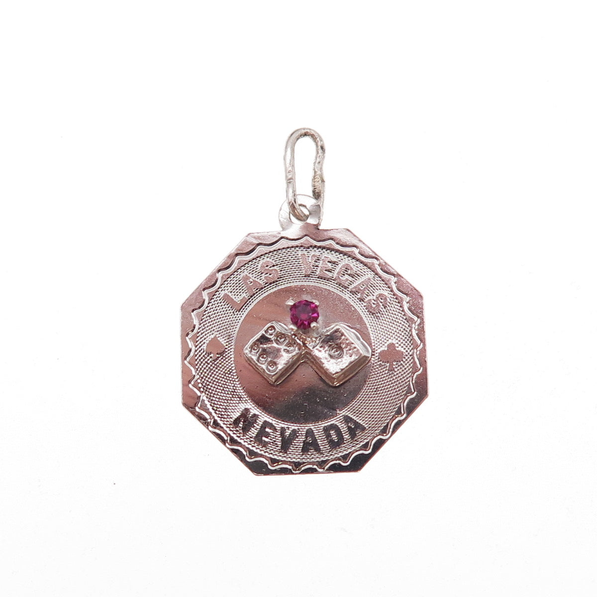 925 Sterling Silver Vintage Rhinestone Lucky Dice Las Vegas Charm Pendant