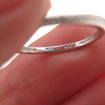 925 Sterling Silver Round-Cut C Z Half Eternity Stackable Band Ring Size 6