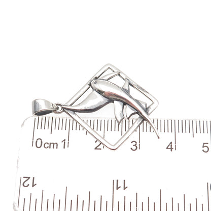 925 Sterling Silver Vintage Fish Oxidized Charm Pendant