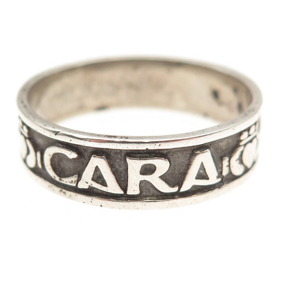 925 Sterling Vintage Mo Anam Cara My Soulmate Oxidized Band Ring Size 14.25