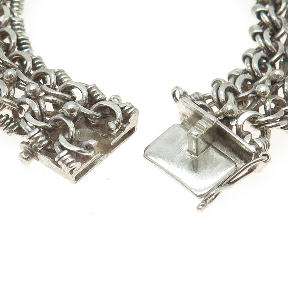 925 Sterling Silver Vintage Voodo Link Bracelet 7.25"