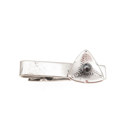 925 Sterling Silver Vintage Real Hematite Oxidized Tie Clip