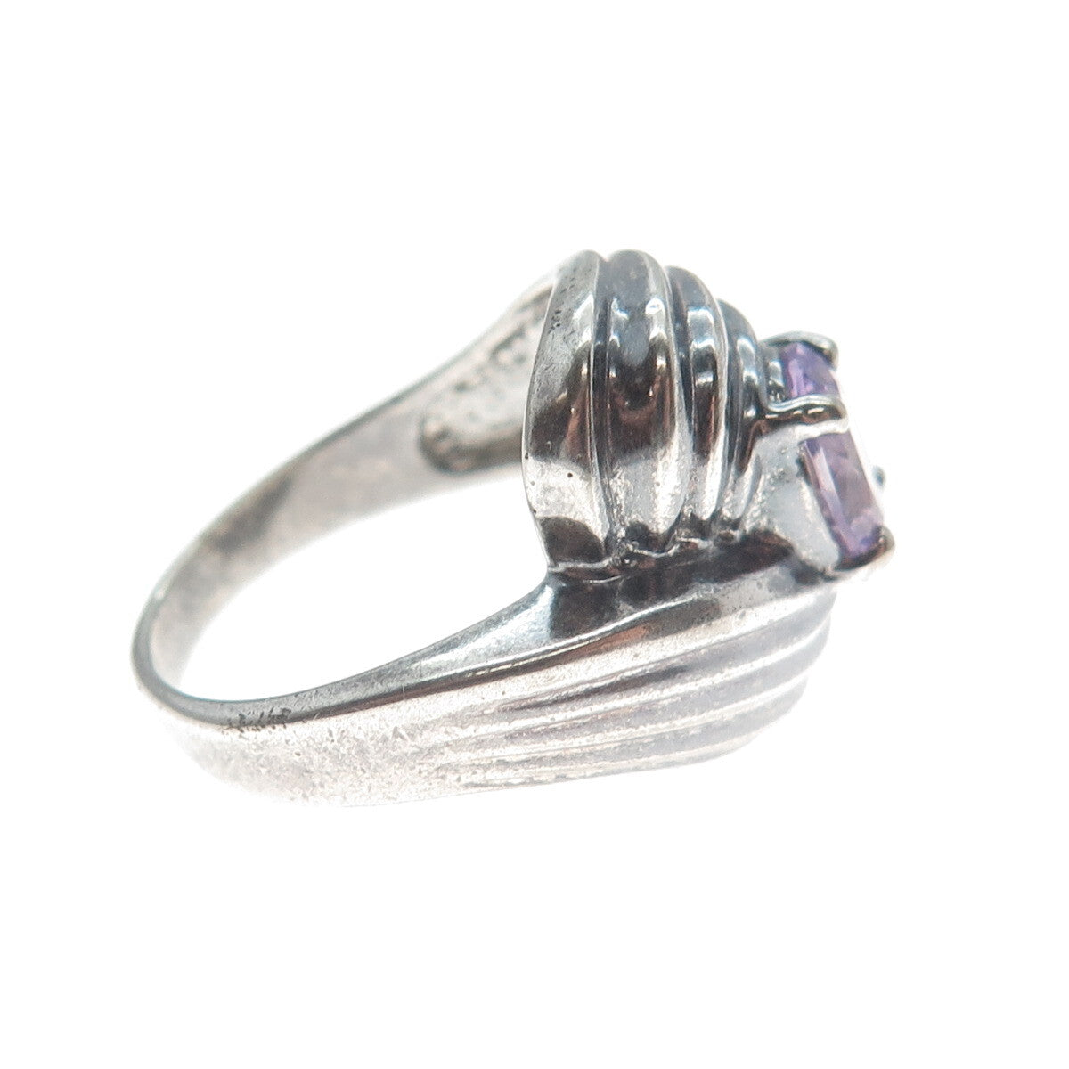MONICA JAIN 925 Sterling Silver Vintage Real Amethyst Oxidized Ring Size 6.25
