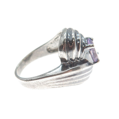 MONICA JAIN 925 Sterling Silver Vintage Real Amethyst Oxidized Ring Size 6.25