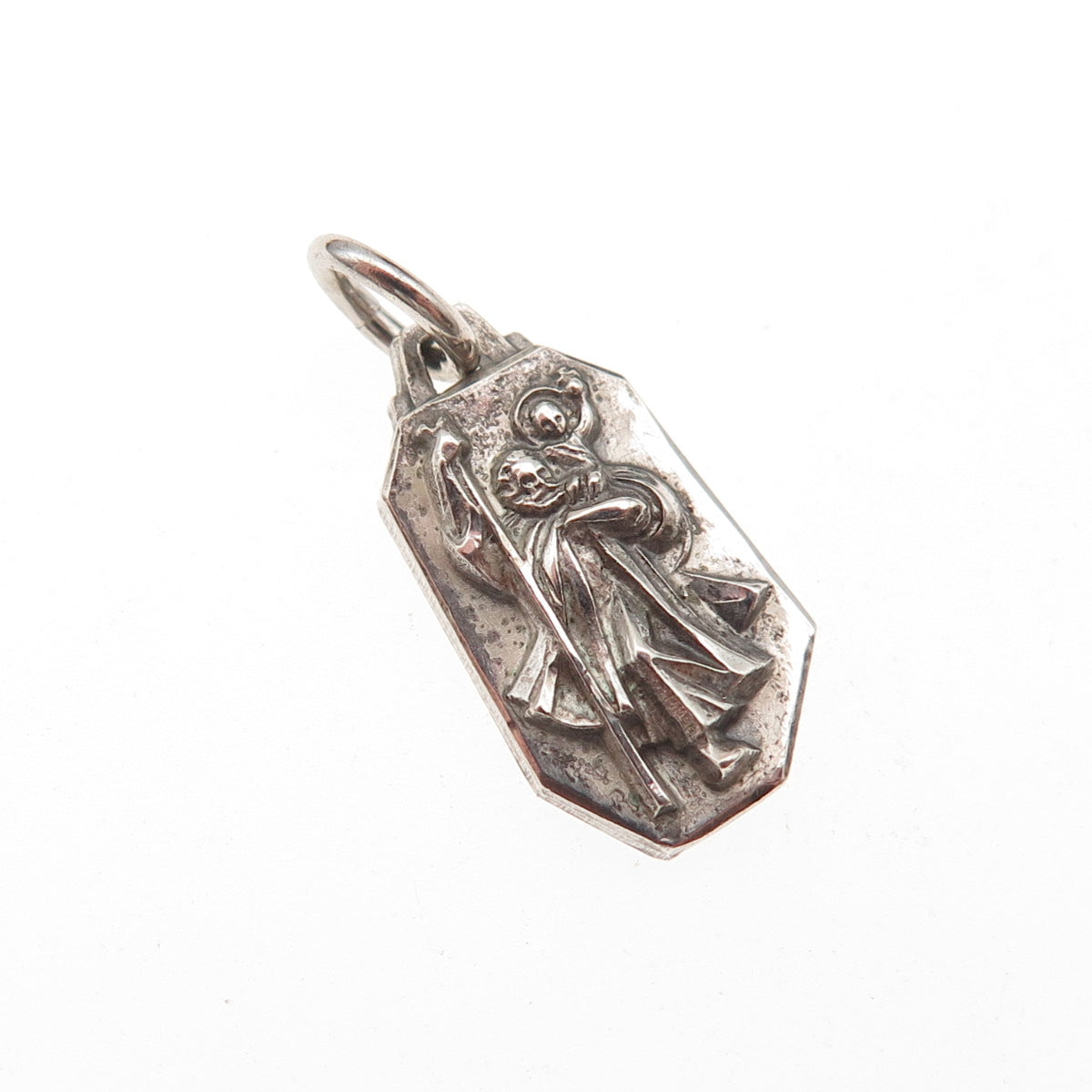 Hayward 925 Sterling Silver Antique Art Deco St. Christopher Charm Pendant