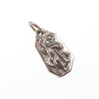 Hayward 925 Sterling Silver Antique Art Deco St. Christopher Charm Pendant