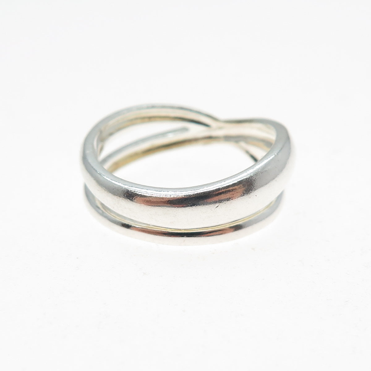 925 Sterling Silver Vintage Crisscross Interlocked Band Ring Size 8