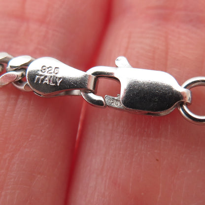 925 Sterling Silver Italy Cuban Chain Necklace 22"