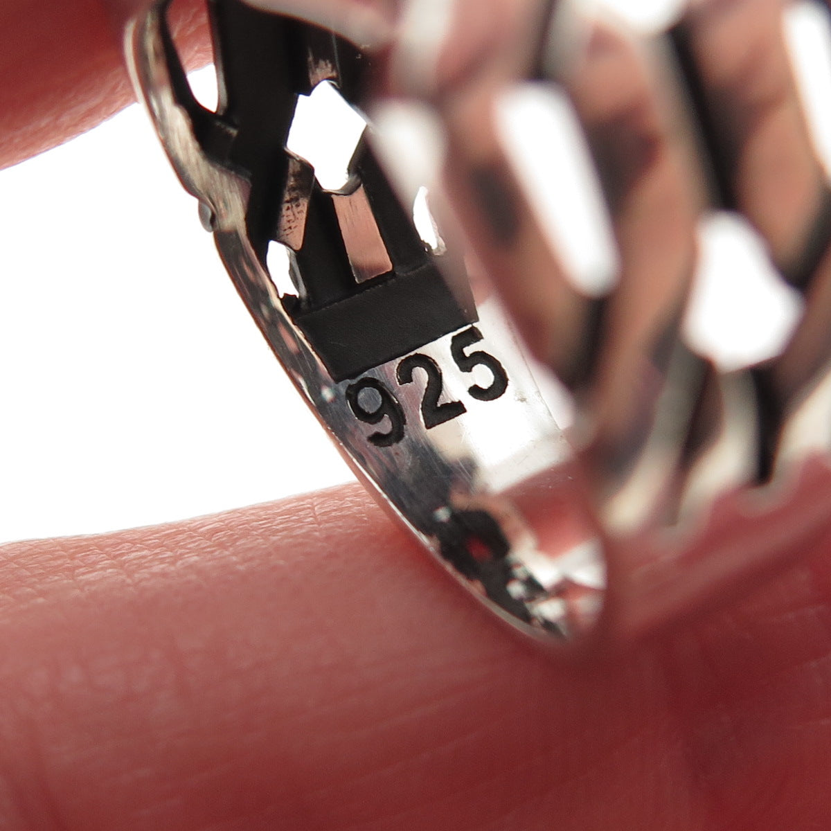 CHIMODA 925 Sterling Silver Real Black Onyx Woven Ring Size 9.75