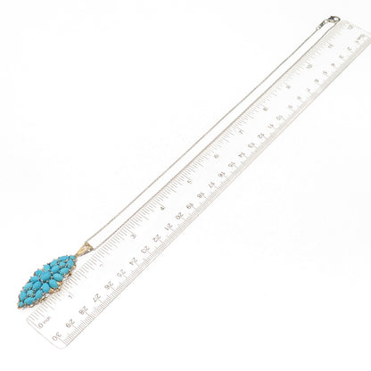 D'Joy 925 Sterling Silver 2-Tone Real Turquoise Cable Chain Necklace 20"