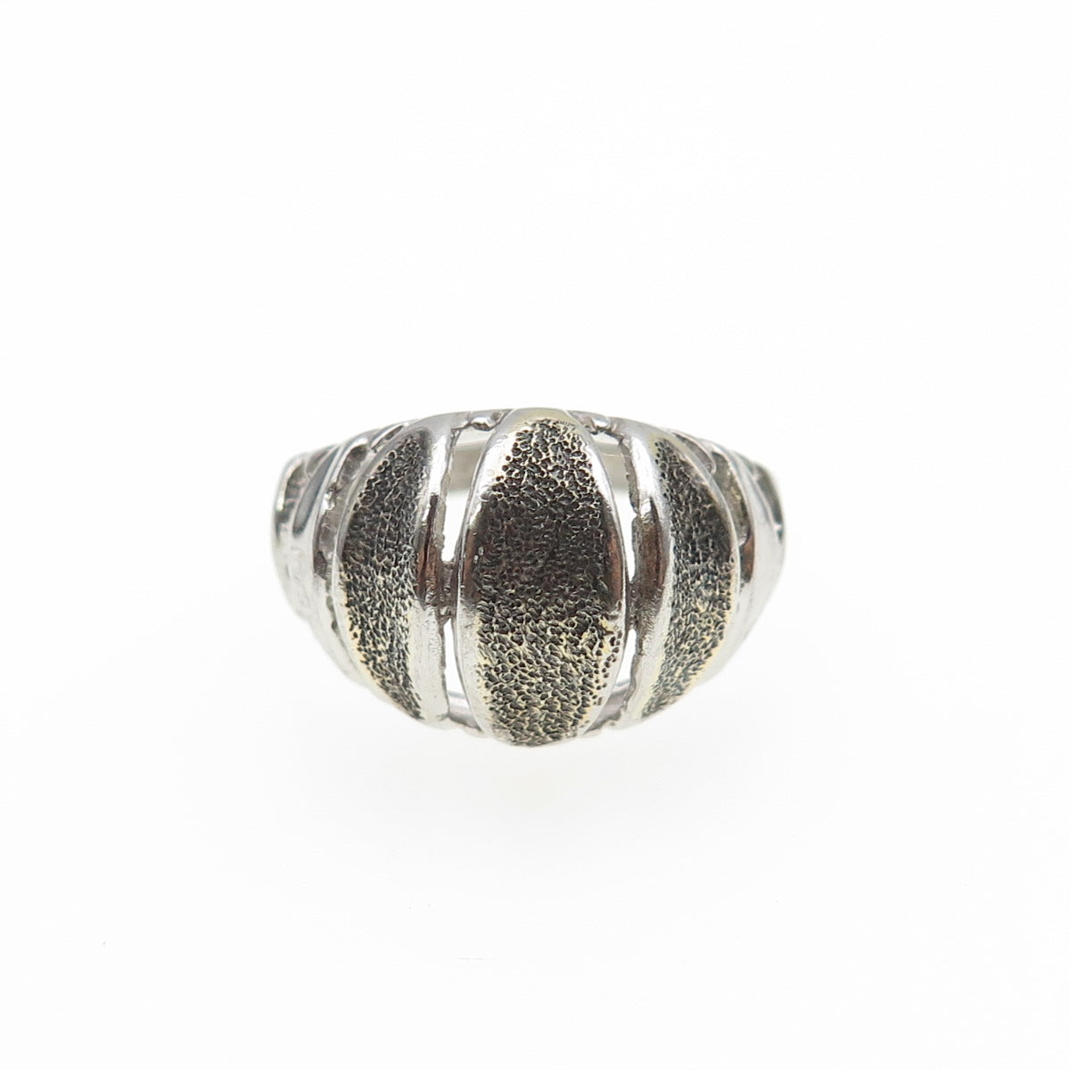 925 Sterling Silver Vintage Modernist Oxidized Dome Ring Size 5.75