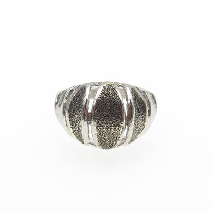 925 Sterling Silver Vintage Modernist Oxidized Dome Ring Size 5.75