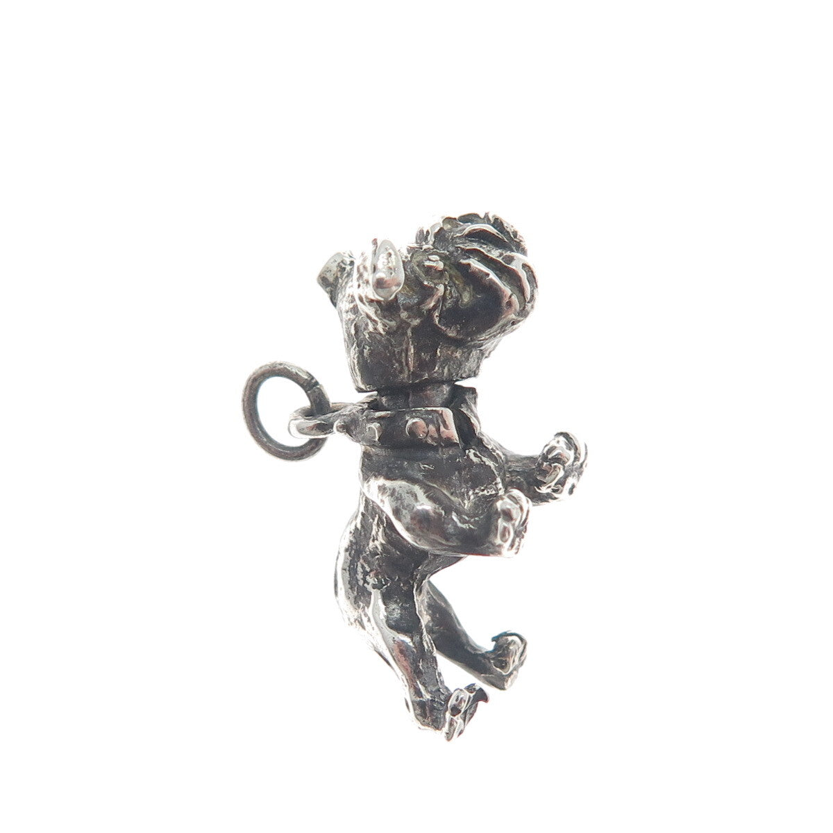 925 Sterling Silver Vintage Dog Oxidized Minimalist 3D Charm Pendant