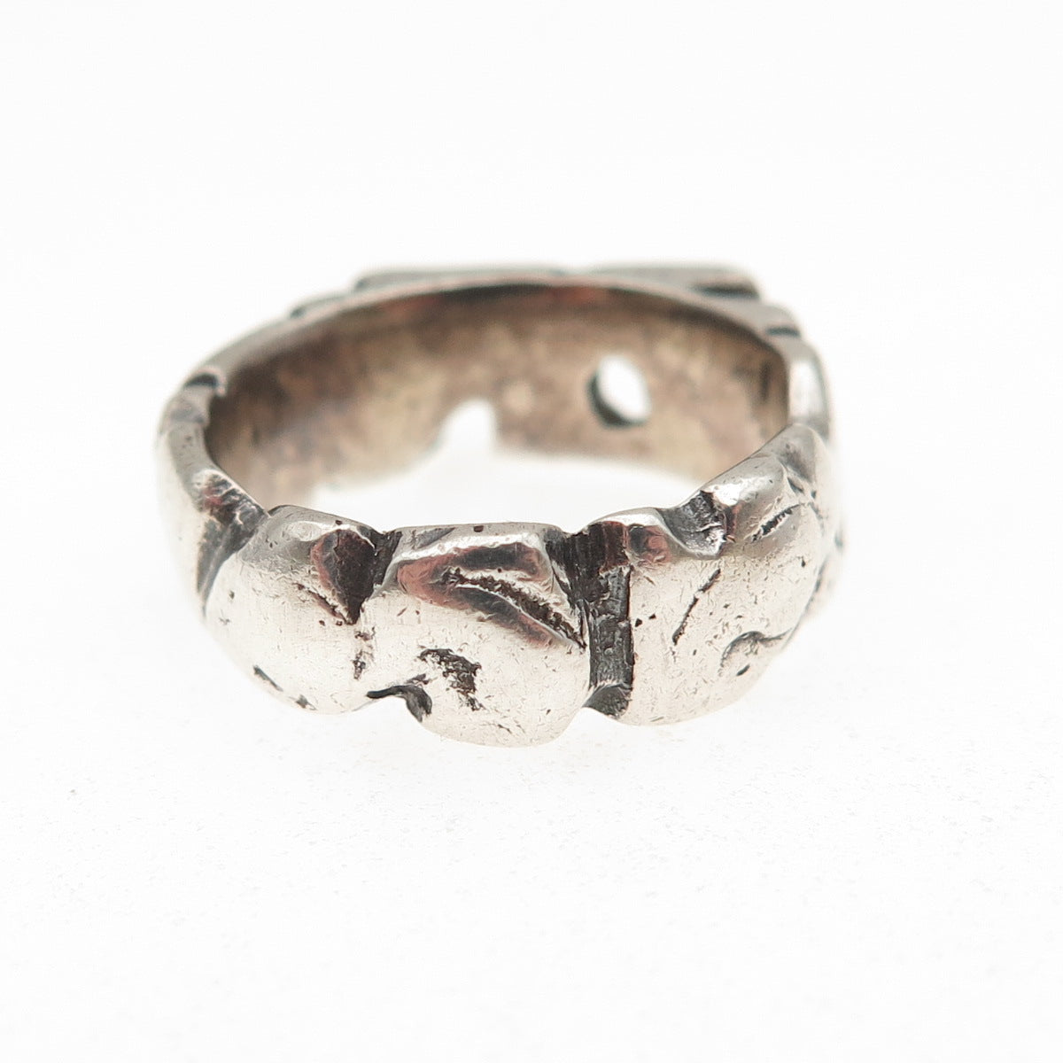 925 Sterling Silver Vintage Modernist Oxidized Ring Size 5.75