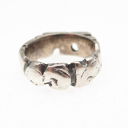 925 Sterling Silver Vintage Modernist Oxidized Ring Size 5.75