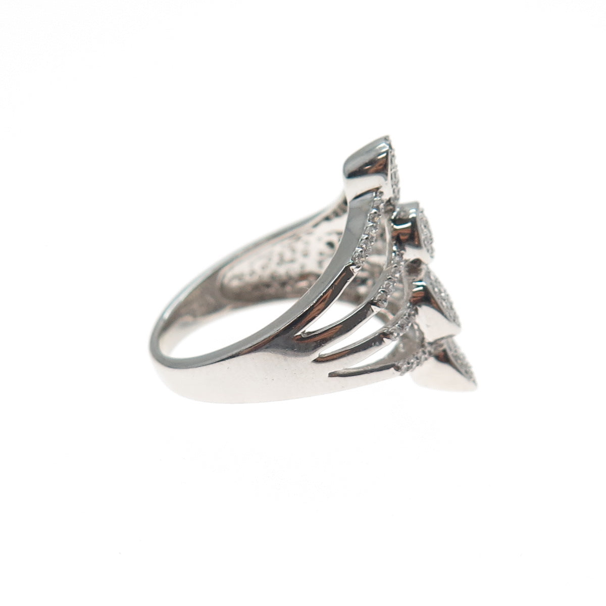 925 Sterling Silver Round-Cut C Z Angel Wing Ring Size 6.25
