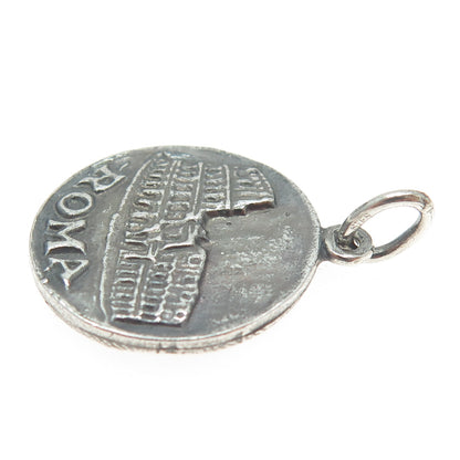 925 Sterling Silver Vintage "Roma Napoli" Oxidized Charm Pendant