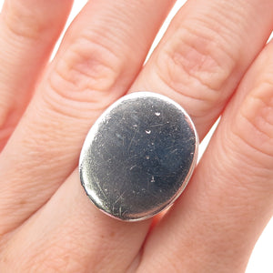 M&J Savitt 925 Sterling Silver Vintage Signet Oxidized Ring Size 6.5