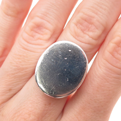 M&J Savitt 925 Sterling Silver Vintage Signet Oxidized Ring Size 6.5
