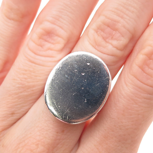 M&J Savitt 925 Sterling Silver Vintage Signet Oxidized Ring Size 6.5