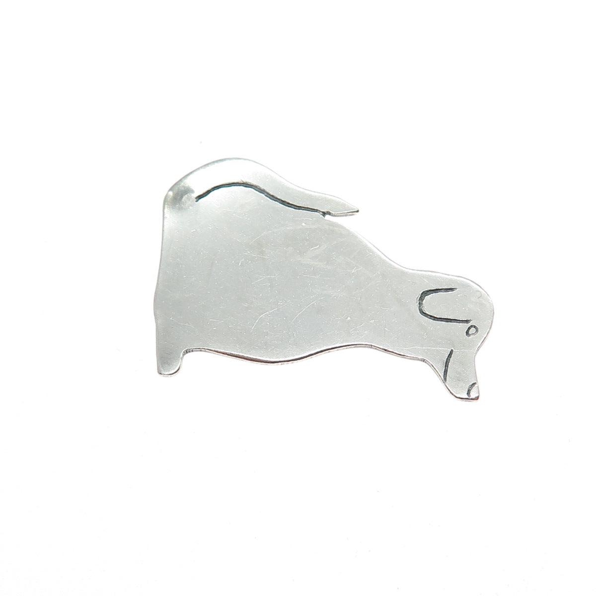 L+M ARIS 925 Sterling Silver Vintage Modernist Dog Slide Pendant