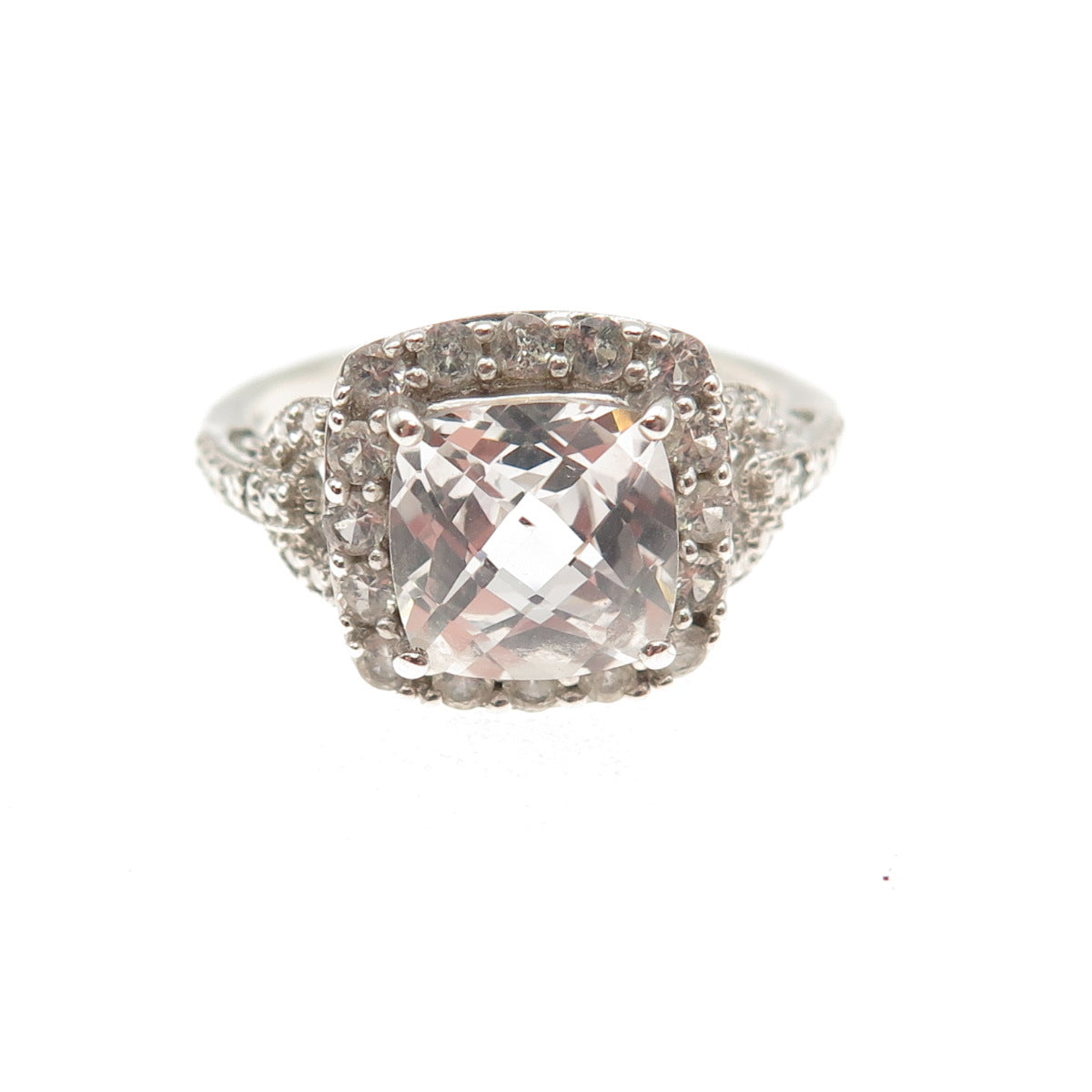 JH Young 925 Sterling Silver Real Diamond White Topaz Engagement Ring Size 7.25