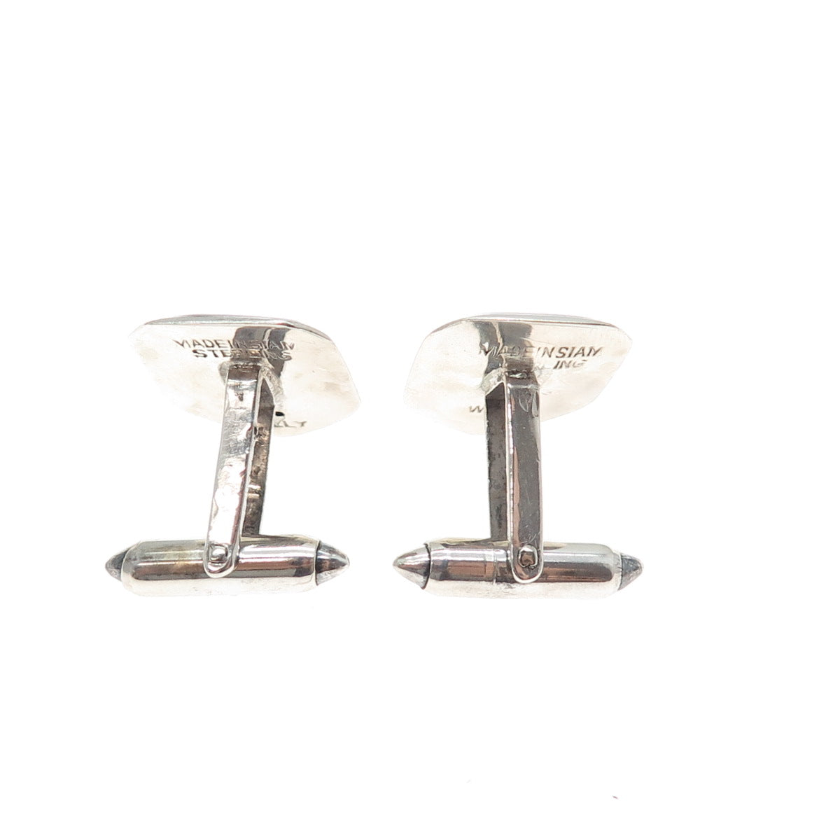 WILLY 925 Sterling Silver Antique Siam Niello Hindu Goddess Cufflinks