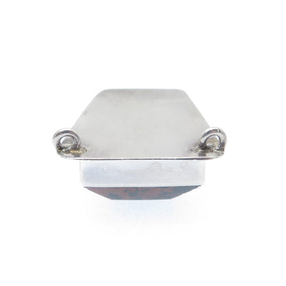 925 Sterling Silver Vintage Real Mahogany Jasper Modernist Slide Pendant