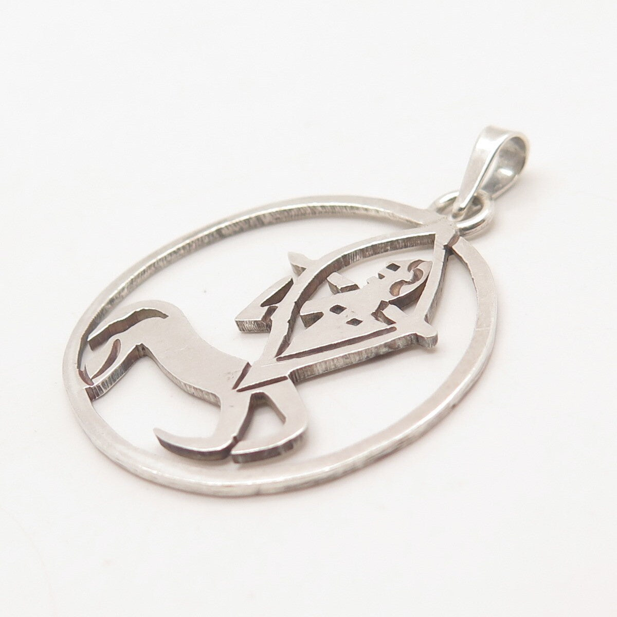 925 Sterling Silver Vintage Mexico "Sagittarius" Zodiac Sign Round Pendant