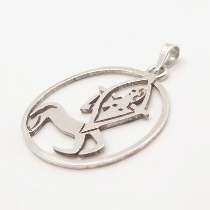 925 Sterling Silver Vintage Mexico "Sagittarius" Zodiac Sign Round Pendant