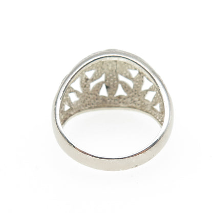 925 Sterling Silver Vintage Flower Dome Ring Size 7.25
