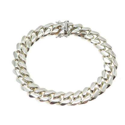 925 Sterling Silver Vintage Curb Link Heavy Bracelet 7"