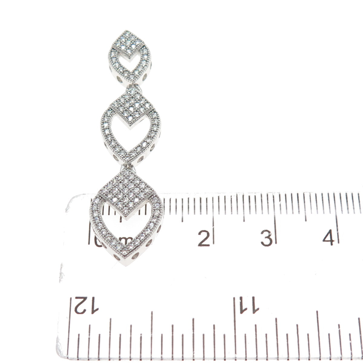 925 Sterling Silver Round-Cut C Z Graduated Heart Slide Pendant