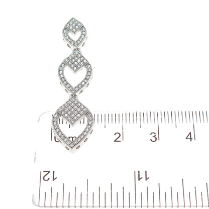925 Sterling Silver Round-Cut C Z Graduated Heart Slide Pendant