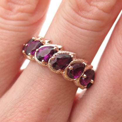 Michelle Albala 925 Sterling Silver Rose Gold Plated Real Amethyst Ring Size 7