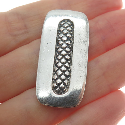 925 Sterling Silver Vintage Modernist Oxidized Charm Pendant