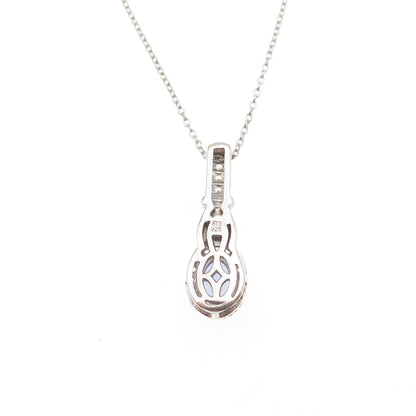 Chuck Clemency 925 Sterling Silver Real Tanzanite White Topaz Chain Necklace 20"