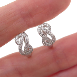 925 Sterling Silver Round-Cut C Z Infinity Hoop Earrings