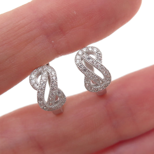 925 Sterling Silver Round-Cut C Z Infinity Hoop Earrings