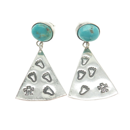 MARY CHAVEZ & KAY JOHNSON Old Pawn 925 Sterling Silver Turquoise Tribal Earrings